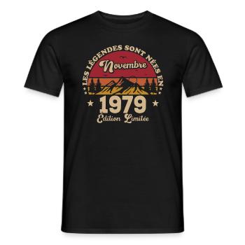 Les Légendes Sont Nées En Novembre 1979 - T-shirt homme - noir - Devant - AI Model Male 178 light (178cm)