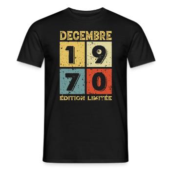 Anniversaire Vintage Idée Cadeau Décembre 1970 - T-shirt homme - noir - Devant - AI Model Male 178 light (178cm)