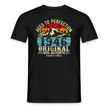 Perfekt gealtert 1946 original - Männer T-Shirt - Schwarz - Vorne - AI Model Male 178 light (178cm)