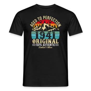 Aged to perfection 1941 original - Men's T-Shirt - black - Front - AI Model Male 178 light (178cm)