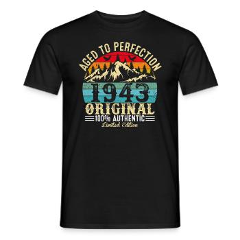 Aged to perfection 1943 original - Men's T-Shirt - black - Front - AI Model Male 178 light (178cm)