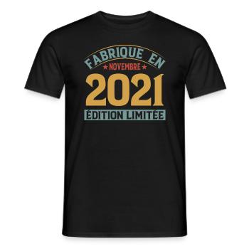 Fabriqué En Novembre 2021 Édition Limitée - T-shirt homme - noir - Devant - AI Model Male 178 light (178cm)