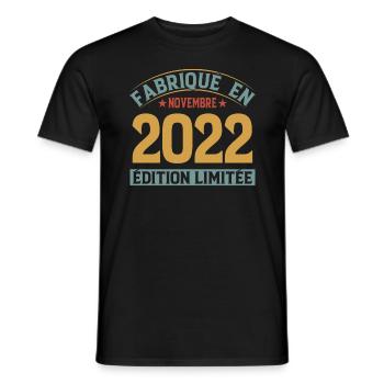 Fabriqué En Novembre 2022 Édition Limitée - T-shirt homme - noir - Devant - AI Model Male 178 light (178cm)