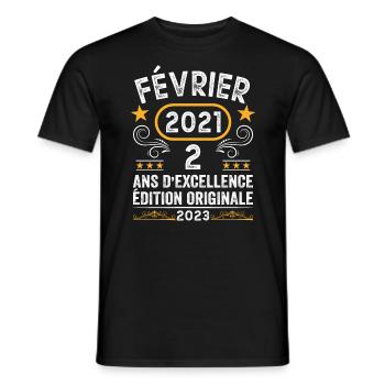 Anniversaire Vintage Idée Cadeau Février 2021 2 - T-shirt homme - noir - Devant - AI Model Male 178 light (178cm)