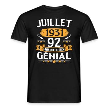 Juillet 1931 92 Ans Que Je Suis Génial Cadeau - T-shirt homme - noir - Devant - AI Model Male 178 light (178cm)