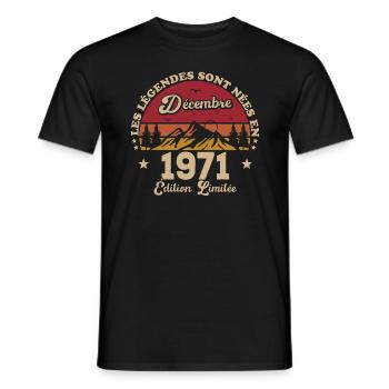 Die Legenden wurden im Dezember 1971 geboren - Männer T-Shirt - Schwarz - Vorne - AI Model Male 178 light (178cm)