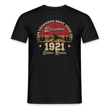 Les Légendes Sont Nées En Décembre 1921 - T-shirt homme - noir - Devant - AI Model Male 178 light (178cm)