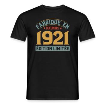 Fabriqué En Décembre 1921 Édition Limitée - T-shirt homme - noir - Devant - AI Model Male 178 light (178cm)