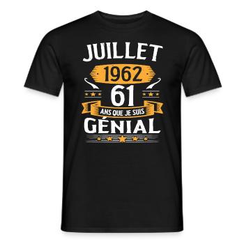 Juillet 1962 61 Ans Que Je Suis Génial Cadeau - T-shirt homme - noir - Devant - AI Model Male 178 light (178cm)