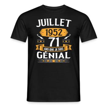 Juillet 1952 71 Ans Que Je Suis Génial Cadeau - T-shirt homme - noir - Devant - AI Model Male 178 light (178cm)