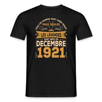 Les Légendes Sont Nées En Décembre 1921 - T-shirt homme - noir - Devant - AI Model Male 178 light (178cm)