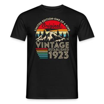 Ursprünglicher Jahrgang, der 1923 gegründet wurde - Männer T-Shirt - Schwarz - Vorne - AI Model Male 178 light (178cm)