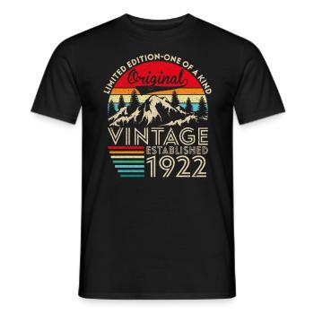 Original vintage established in 1922 anniversary - Men's T-Shirt - black - Front - AI Model Male 178 light (178cm)