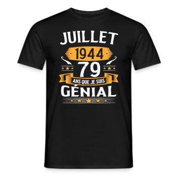 Juillet 1944 79 Ans Que Je Suis Génial Cadeau - T-shirt homme - noir - Devant - AI Model Male 178 light (178cm)