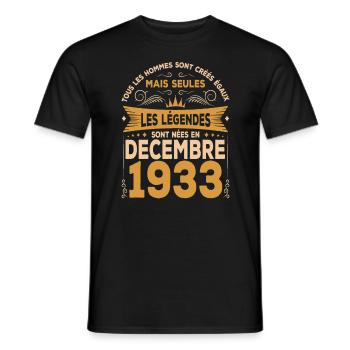 Les Légendes Sont Nées En Décembre 1933 - T-shirt homme - noir - Devant - AI Model Male 178 light (178cm)
