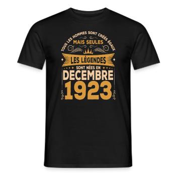 Les Légendes Sont Nées En Décembre 1923 - T-shirt homme - noir - Devant - AI Model Male 178 light (178cm)