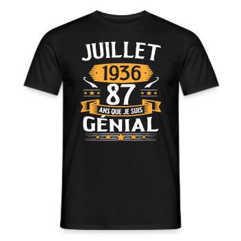 Juillet 1936 87 Ans Que Je Suis Génial Cadeau - T-shirt homme - noir - Devant - AI Model Male 178 light (178cm)