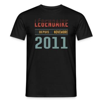 Légendaire Depuis Novembre 2011 Anniversaire - T-shirt homme - noir - Devant - AI Model Male 178 light (178cm)