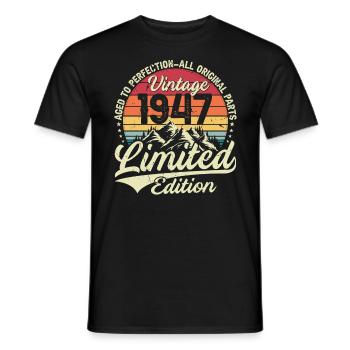 Cadeau D'anniversaire Vintage 1947 Édition Limitée - T-shirt homme - noir - Devant - AI Model Male 178 light (178cm)