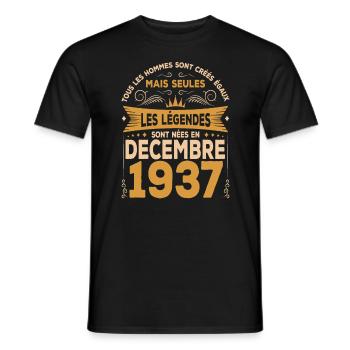 Les Légendes Sont Nées En Décembre 1937 - T-shirt homme - noir - Devant - AI Model Male 178 light (178cm)