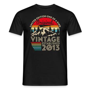 Original Vintage Established in 2013 Anniversary - Men's T-Shirt - black - Front - AI Model Male 178 light (178cm)