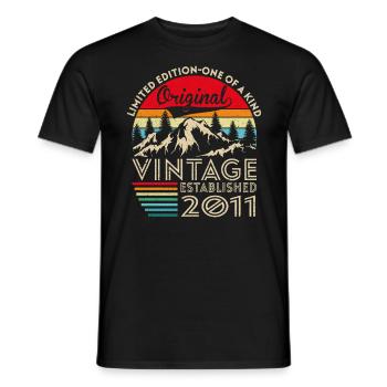 Original Vintage Established in 2011 Anniversary - Men's T-Shirt - black - Front - AI Model Male 178 light (178cm)