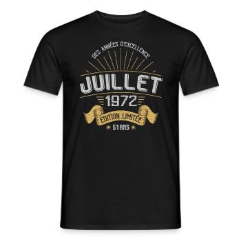 July 1972 51 Years Anniversary Vintage Gift - Men's T-Shirt - black - Front - AI Model Male 178 light (178cm)