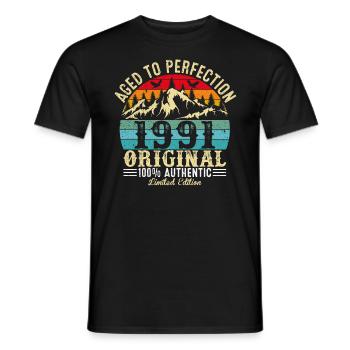 Perfekt gealtert 1991 original - Männer T-Shirt - Schwarz - Vorne - AI Model Male 178 light (178cm)