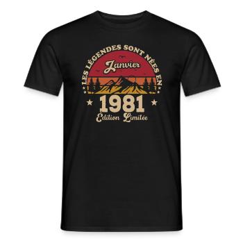 The Legends were born in January 1981 - Men's T-Shirt - black - Front - AI Model Male 178 light (178cm)