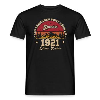 Les Légendes Sont Nées En Janvier 1921 - T-shirt homme - noir - Devant - AI Model Male 178 light (178cm)