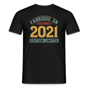 Fabriqué En Décembre 2021 Édition Limitée - T-shirt homme - noir - Devant - AI Model Male 178 light (178cm)