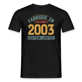 Fabriqué En Décembre 2003 Édition Limitée - T-shirt homme - noir - Devant - AI Model Male 178 light (178cm)