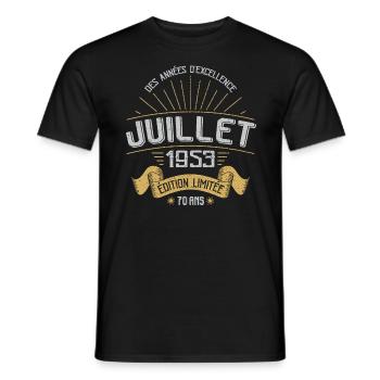 Juillet 1953 70 Ans Anniversaire Vintage Cadeau - T-shirt homme - noir - Devant - AI Model Male 178 light (178cm)