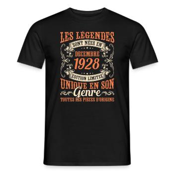 Les Légendes Sont Nées En Décembre 1928 Cadeau - T-shirt homme - noir - Devant - AI Model Male 178 light (178cm)