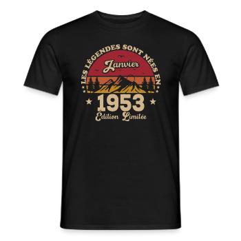Les Légendes Sont Nées En Janvier 1953 - T-shirt homme - noir - Devant - AI Model Male 178 light (178cm)