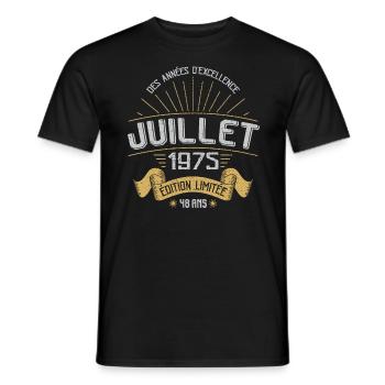 Juillet 1975 48 Ans Anniversaire Vintage Cadeau - T-shirt homme - noir - Devant - AI Model Male 178 light (178cm)