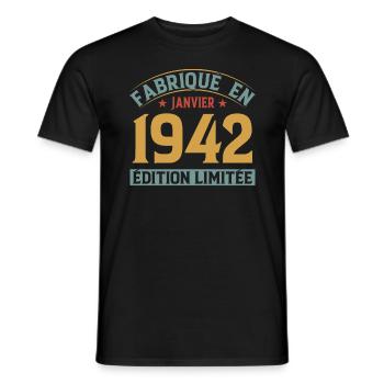 Fabriqué En Janvier 1942 Édition Limitée - T-shirt homme - noir - Devant - AI Model Male 178 light (178cm)