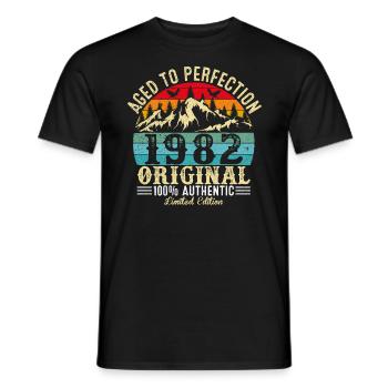 Aged to perfection 1982 Original - Men's T-Shirt - black - Front - AI Model Male 178 light (178cm)