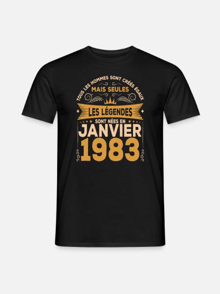 Les Légendes Sont Nées En Janvier 1983 - T-shirt homme - noir