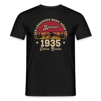 Les Légendes Sont Nées En Janvier 1935 - T-shirt homme - noir - Devant - AI Model Male 178 light (178cm)