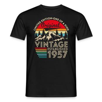 Original Vintage Établi En 1957 Anniversaire - T-shirt homme - noir - Devant - AI Model Male 178 light (178cm)