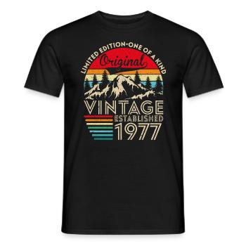 Original Vintage Établi En 1977 Anniversaire - T-shirt homme - noir - Devant - AI Model Male 178 light (178cm)
