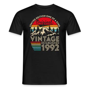 Original vintage established in 1992 anniversary - Men's T-Shirt - black - Front - AI Model Male 178 light (178cm)