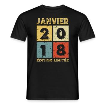 Vintage Birthday Gift Idea January 2018 - Men's T-Shirt - black - Front - AI Model Male 178 light (178cm)
