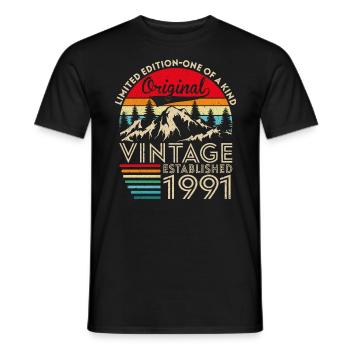 Original vintage established in 1991 anniversary - Men's T-Shirt - black - Front - AI Model Male 178 light (178cm)