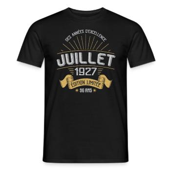 Juillet 1927 96 Ans Anniversaire Vintage Cadeau - T-shirt homme - noir - Devant - AI Model Male 178 light (178cm)