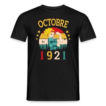 Oktober 1921 Geburtstag Vintage Geschenkidee - Männer T-Shirt - Schwarz - Vorne - AI Model Male 178 light (178cm)