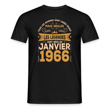 Les Légendes Sont Nées En Janvier 1966 - T-shirt homme - noir - Devant - AI Model Male 178 light (178cm)