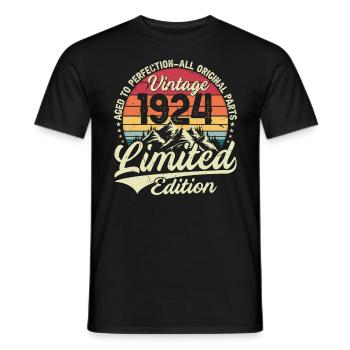 Vintage 1924 Limited Edition Birthday Gift - Men's T-Shirt - black - Front - AI Model Male 178 light (178cm)
