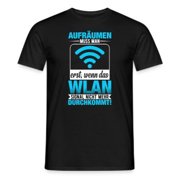 Aufräumen Muss Man Erst Wenn Das Wlan - Männer T-Shirt - Schwarz - Vorne - AI Model Male 178 light (178cm)